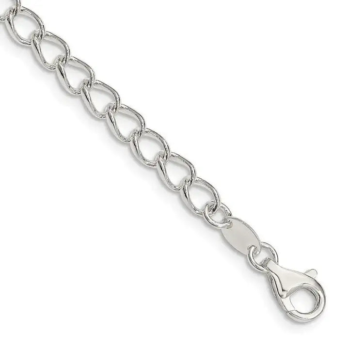 Sterling Silver 4.5mm Half round Wire Open Curb Chain Bracelet - Larson Jewelers