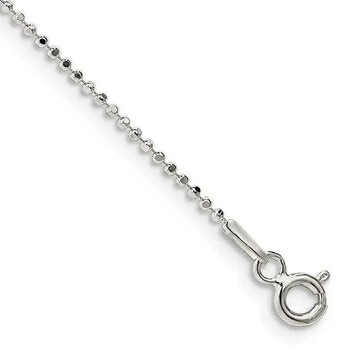 Sterling Silver 1.05mm Square Fancy Beaded Chain Anklet - Larson Jewelers