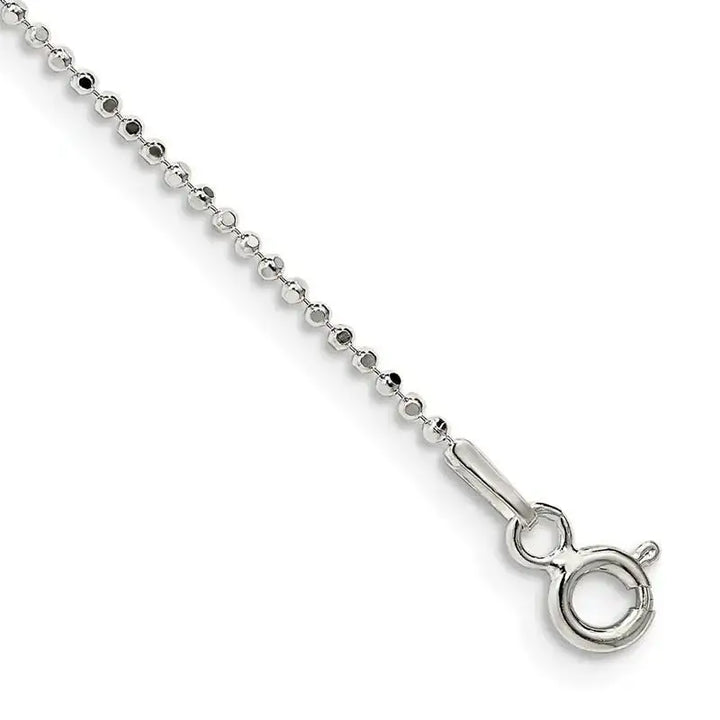 Sterling Silver 1.05mm Square Fancy Beaded Chain Anklet - Larson Jewelers