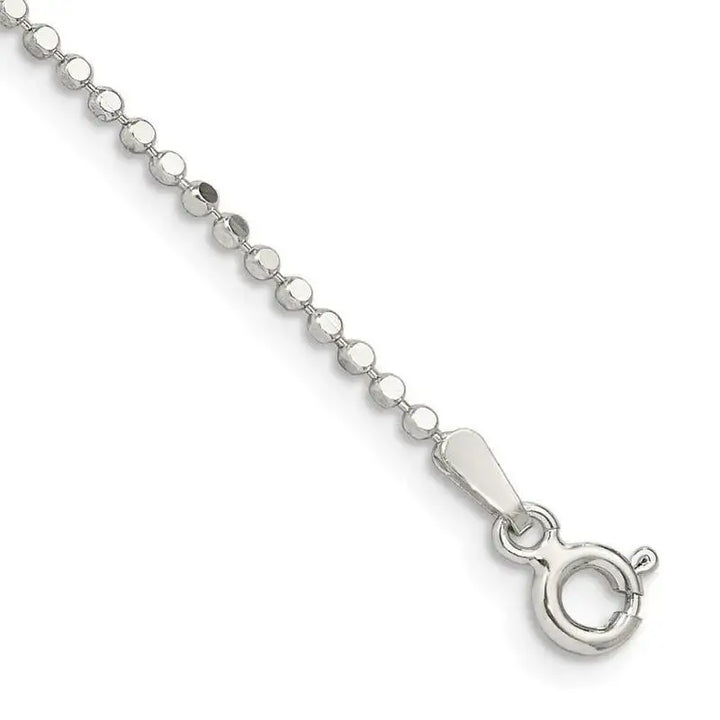 Sterling Silver 1.15mm Square Fancy Beaded Chain Anklet - Larson Jewelers