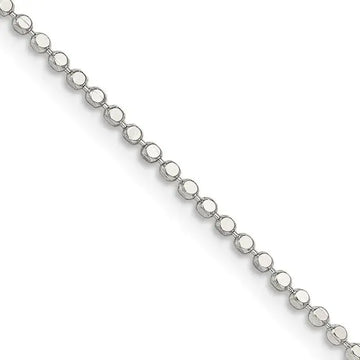 Sterling Silver 1.15mm Square Fancy Beaded Chain Necklace - Larson Jewelers