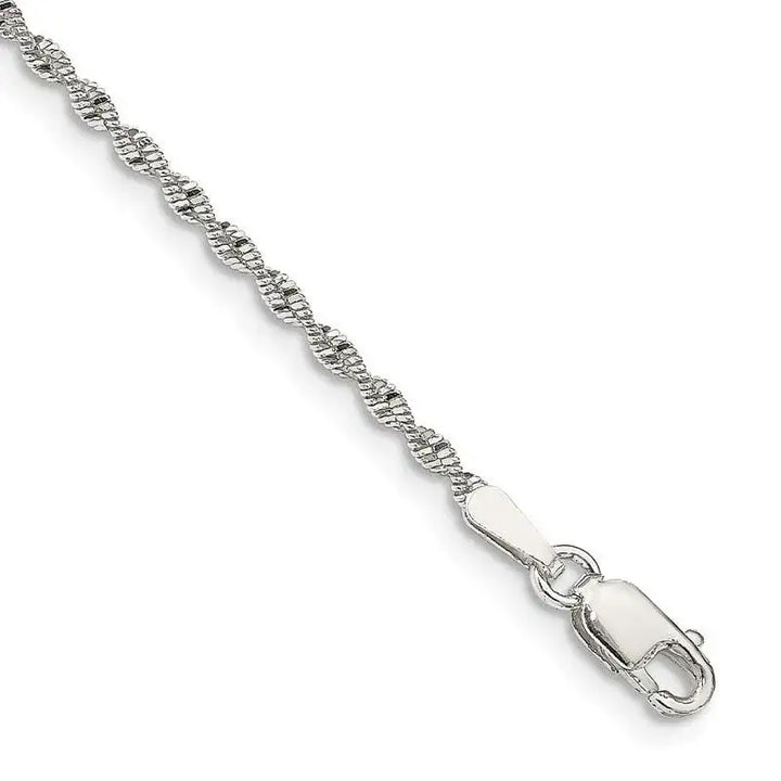 Sterling Silver 1.65mm Twisted Herringbone Chain Bracelet - Larson Jewelers