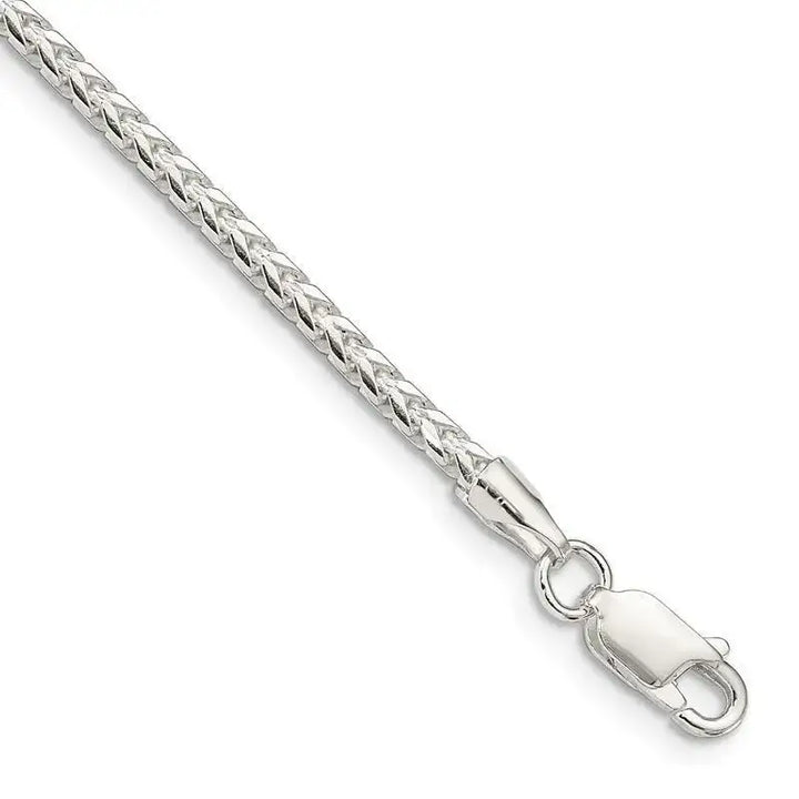 Sterling Silver 2.55mm D/C Square Franco Chain Bracelet - Larson Jewelers
