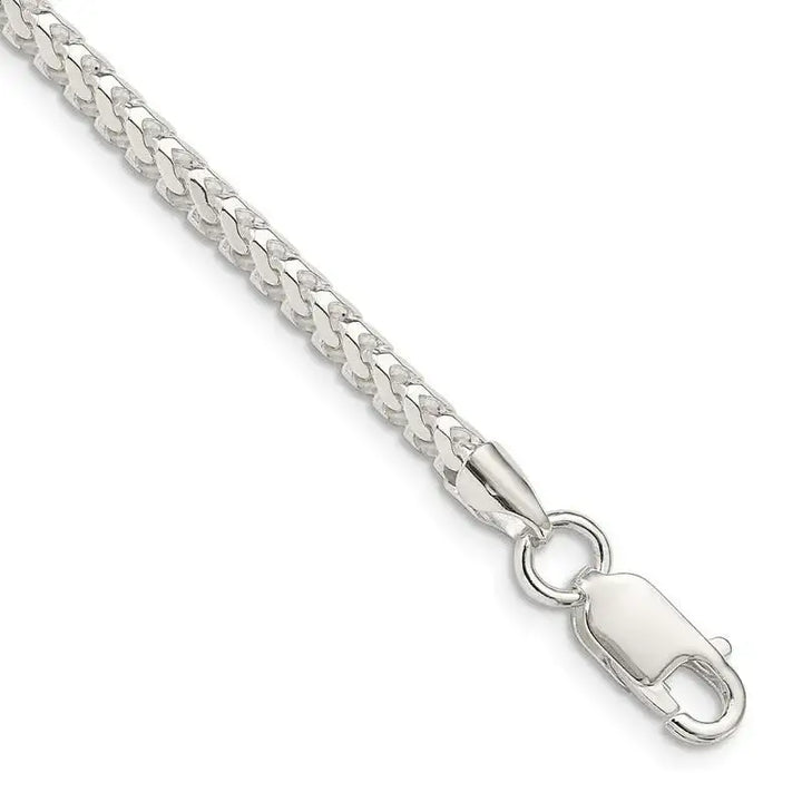 Sterling Silver 3.4mm D/C Square Franco Chain Bracelet - Larson Jewelers