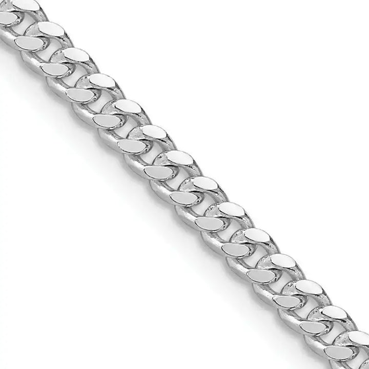 Sterling Silver Rhodium-plated 3.25mm Domed Curb Chain Necklace - Larson Jewelers