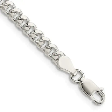 Sterling Silver 4mm Domed w/ Side D/C Curb Chain Bracelet - Larson Jewelers