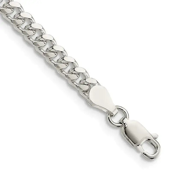 Sterling Silver 4mm Domed w/ Side D/C Curb Chain Bracelet - Larson Jewelers