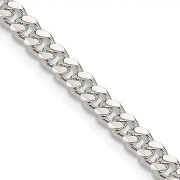 Sterling Silver 4mm Domed w/ Side D/C Curb Chain Necklace - Larson Jewelers