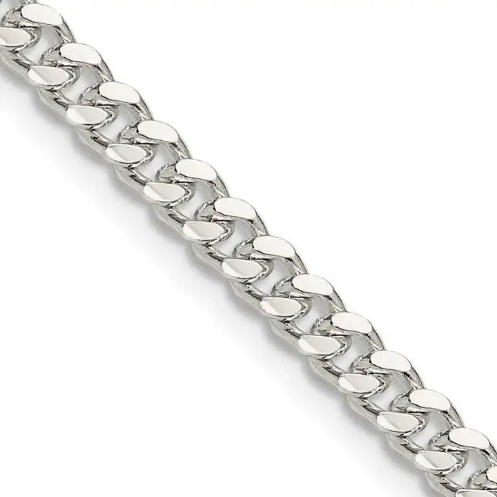 Sterling Silver 4mm Domed w/ Side D/C Curb Chain Necklace - Larson Jewelers