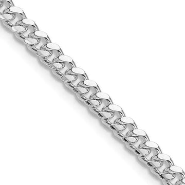 Sterling Silver Rhodium-plated 4mm Domed w/ Side D/C Curb Chain Necklace - Larson Jewelers