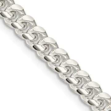 Sterling Silver 5mm Domed w/ Side D/C Curb Chain Necklace - Larson Jewelers