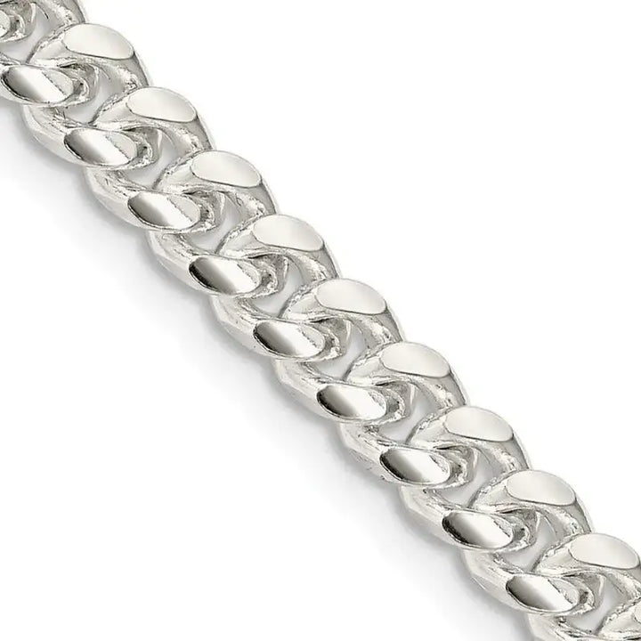 Sterling Silver 5mm Domed w/ Side D/C Curb Chain Necklace - Larson Jewelers