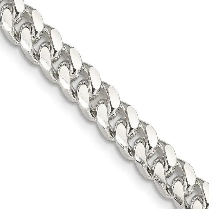 Sterling Silver 6mm Domed w/ Side D/C Curb Chain Necklace - Larson Jewelers