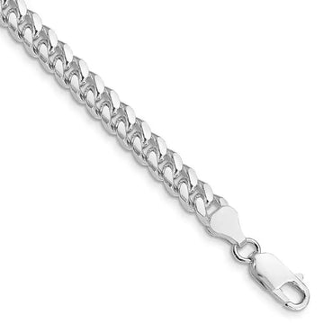 Sterling Silver Rhodium-plated 6mm Domed w/ Side D/C Curb Chain Bracelet - Larson Jewelers