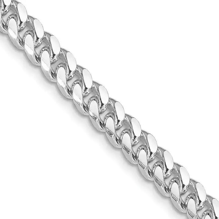 Sterling Silver Rhodium-plated 6mm Domed w/ Side D/C Curb Chain Necklace - Larson Jewelers