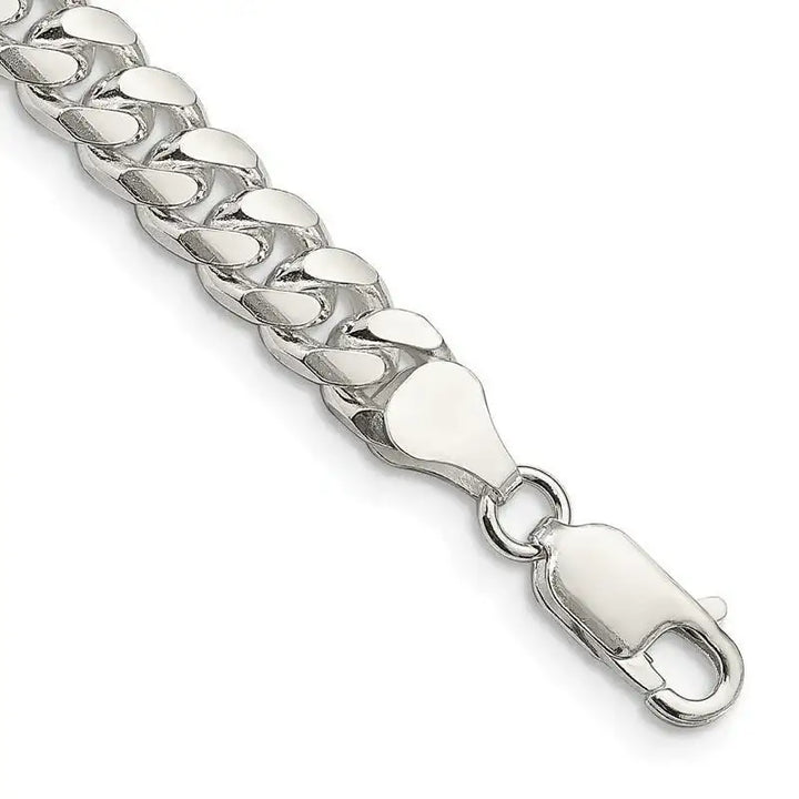 Sterling Silver 7mm Domed w/ Side D/C Curb Chain Bracelet - Larson Jewelers