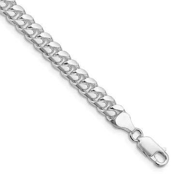 Sterling Silver Rhodium-plated 7mm Domed w/ Side D/C Curb Chain Bracelet - Larson Jewelers