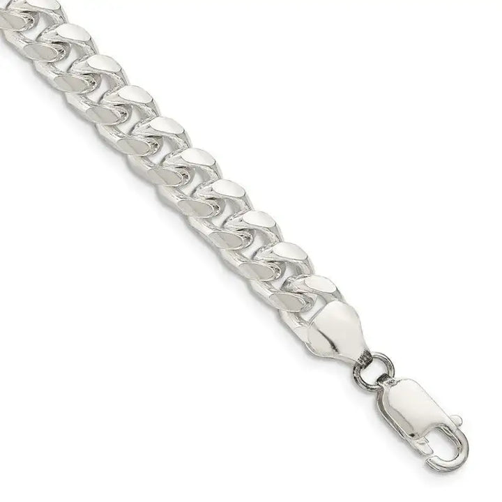 Sterling Silver 7.35mm Domed w/ Side D/C Curb Chain Bracelet - Larson Jewelers