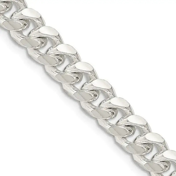 Sterling Silver 7.35mm Domed w/ Side D/C Curb Chain Necklace - Larson Jewelers