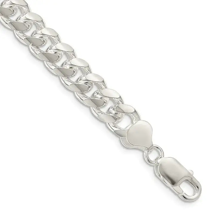 Sterling Silver 8.5mm Domed w/ Side D/C Curb Chain Bracelet - Larson Jewelers