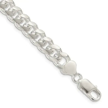 Sterling Silver 8.5mm Domed w/ Side D/C Curb Chain Bracelet - Larson Jewelers