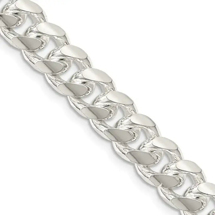 Sterling Silver 8.5mm Domed w/ Side D/C Curb Chain Necklace - Larson Jewelers