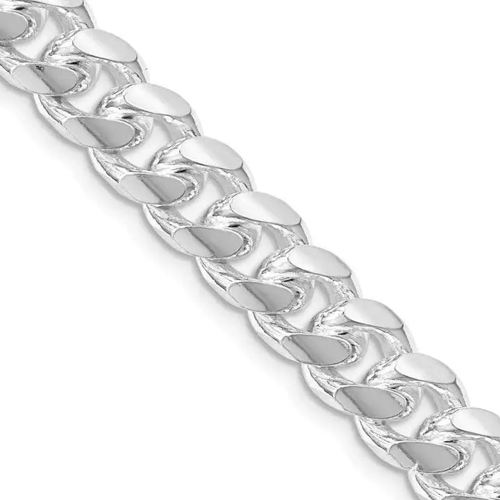 Sterling Silver Rhodium-plated 8.5mm Domed w/ Side D/C Curb Chain Necklace - Larson Jewelers