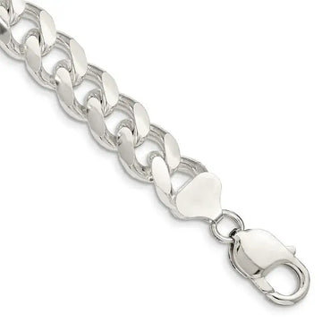 Sterling Silver 10.5mm Domed w/ Side D/C Curb Chain Bracelet - Larson Jewelers