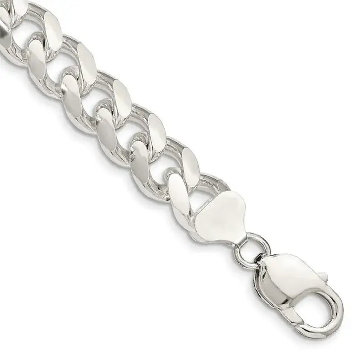 Sterling Silver 10.5mm Domed w/ Side D/C Curb Chain Bracelet - Larson Jewelers