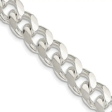 Sterling Silver 10.5mm Domed w/ Side D/C Curb Chain Necklace - Larson Jewelers