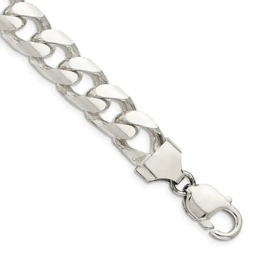 Sterling Silver 11mm Domed w/ Side D/C Curb Chain Bracelet - Larson Jewelers