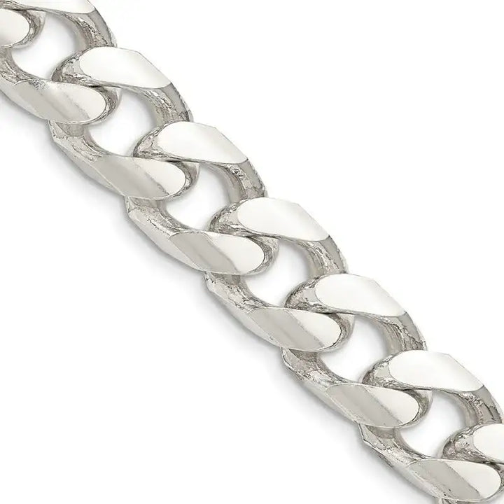 Sterling Silver 11mm Domed w/ Side D/C Curb Chain Necklace - Larson Jewelers