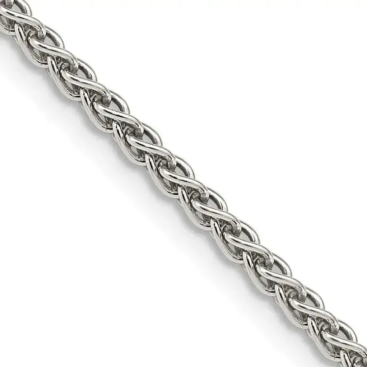 Sterling Silver Rhodium-plated 2.5mm Round Spiga Chain Necklace - Larson Jewelers
