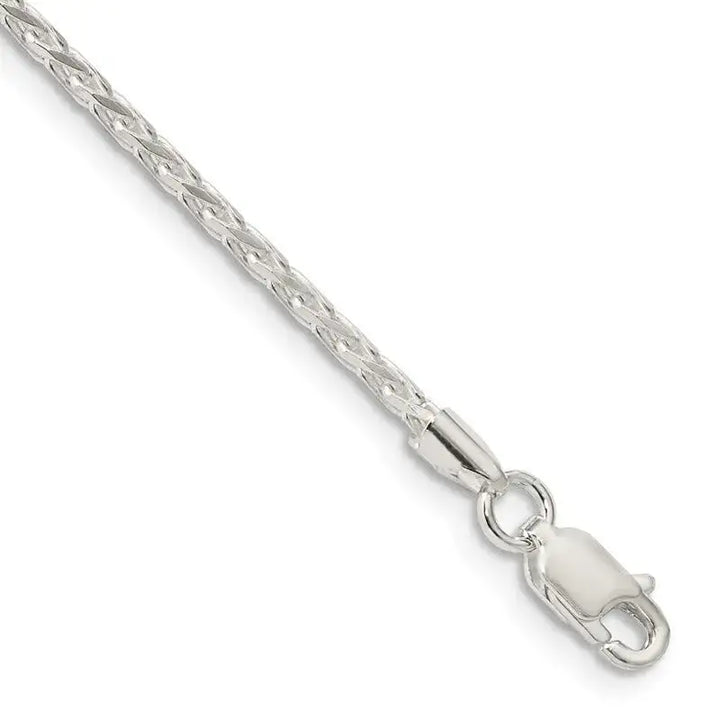 Sterling Silver 2.15mm Diamond-cut Round Spiga Chain Bracelet - Larson Jewelers