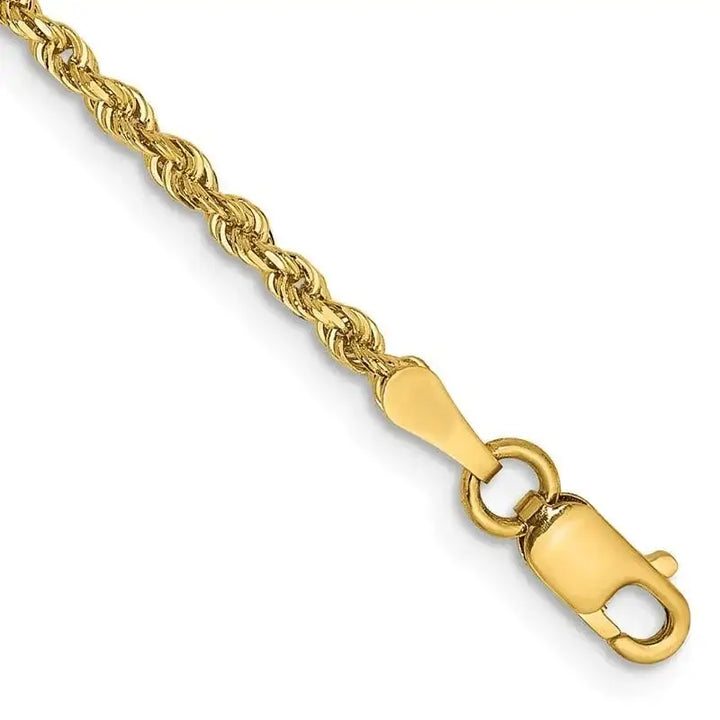 14K 8 Inch 2mm Diamond-cut Quadruple Rope Lobster Clasp Chain Bracelet - Larson Jewelers