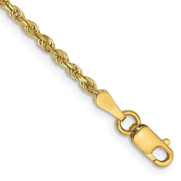 14K 7 Inch 2mm Diamond-cut Quadruple Rope Lobster Clasp Chain Bracelet - Larson Jewelers