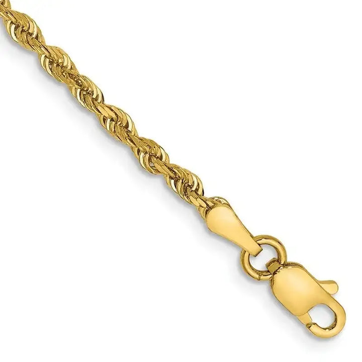 14K 7 Inch 2.25mm Diamond-cut Quadruple Rope Lobster Clasp Chain Bracelet - Larson Jewelers