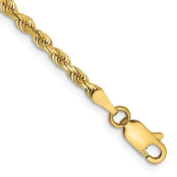 14K 9 Inch 2.75mm Diamond-cut Quadruple Rope Lobster Clasp Chain Bracelet - Larson Jewelers