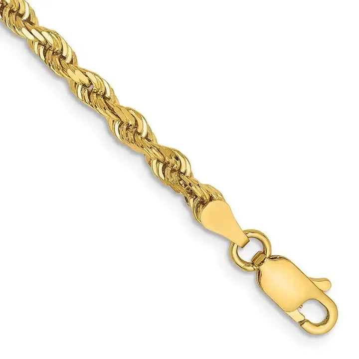 14K 8 Inch 3.35mm Diamond-cut Quadruple Rope Lobster Clasp Chain Bracelet - Larson Jewelers