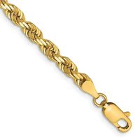 14K 7 Inch 4mm Diamond-cut Quadruple Rope Lobster Clasp Chain Bracelet