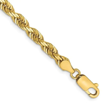 14K 7 Inch 4.5mm Diamond-cut Quadruple Rope Lobster Clasp Chain Bracelet - Larson Jewelers