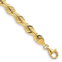 14K 8 Inch 7mm Diamond-cut Quadruple Rope Fancy Lobster Clasp Chain Bracelet