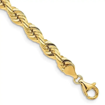 14K 8 Inch 7mm Diamond-cut Quadruple Rope Fancy Lobster Clasp Chain Bracelet - Larson Jewelers