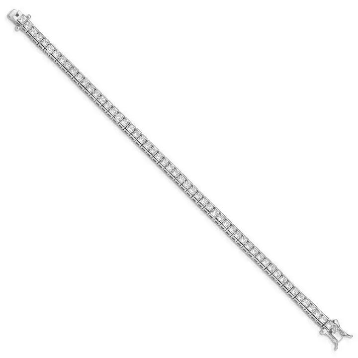 Sterling Silver Rhodium-plated CZ 7 inch Tennis Bracelet - Larson Jewelers