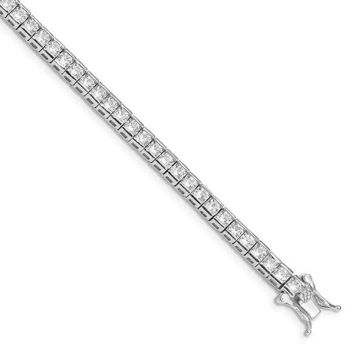 Sterling Silver Rhodium-plated CZ 7 inch Tennis Bracelet - Larson Jewelers