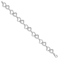 Sterling Silver Rhodium-plated CZ Heart Bracelet - Larson Jewelers