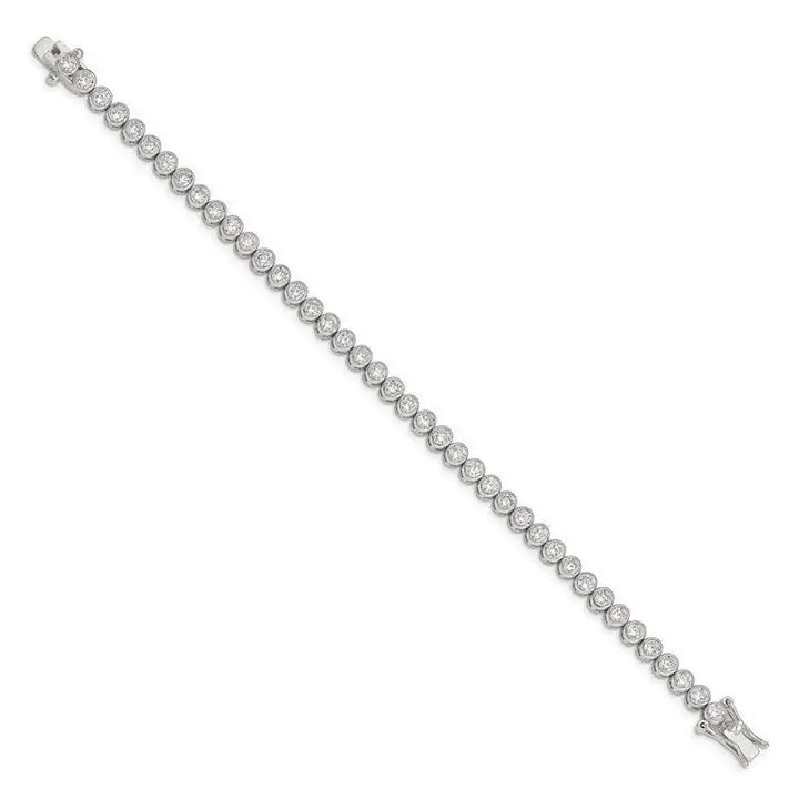 Sterling Silver Rhodium-plated CZ 7 inch Tennis Bracelet - Larson Jewelers