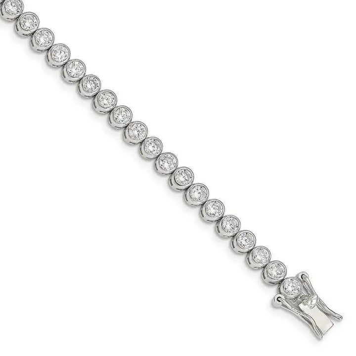 Sterling Silver Rhodium-plated CZ 7 inch Tennis Bracelet - Larson Jewelers