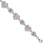 Sterling Silver Rhod-plated 7inch Pink and Clear CZ Heart Bracelet - Larson Jewelers