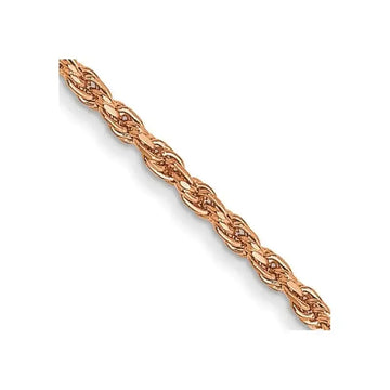 14K Rose Gold 1mm Diamond-cut Man Made Rope with Lobster Clasp Chain Necklace - Larson Jewelers